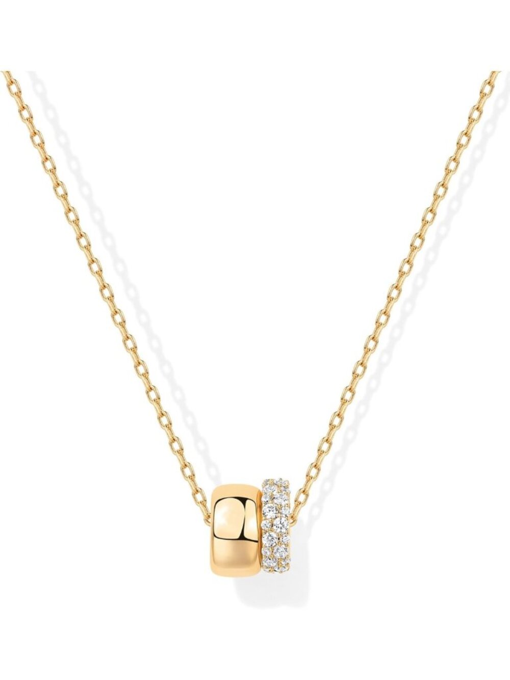 14K Gold Plated Pendant Necklace for Women, Sparkling CZ Rondelle Charm Jewelry